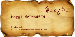 Hegyi Árpád névjegykártya