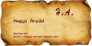 Hegyi Árpád névjegykártya