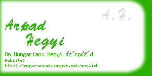 arpad hegyi business card